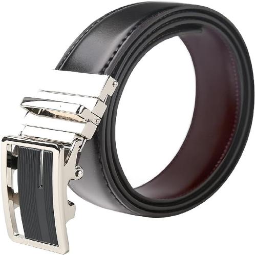 LineFit Men's Leather Belt_Casual Dress Classic Jean Adjustable Automatic Stretch Buckle N03 (Sizes